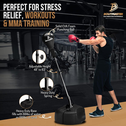 Techtools Adjustable Punching Bag with Stand for Teens and Adults - Speed Bag for Boxing Training, Fitness, and Stress Relief